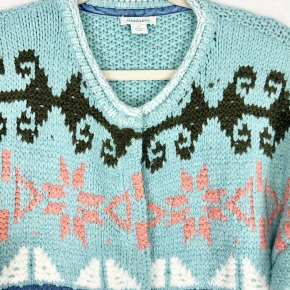 Sundance Faya Fair Isle Sweater Coat Longline Size Small Nordic - Picture 4 of 9
